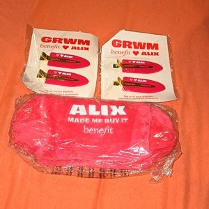 Benefit x ALIX Made Me buy It Makeup Bag & Hairclips